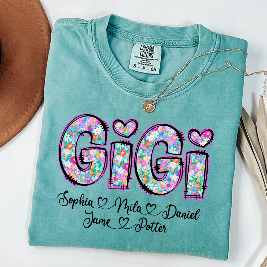 Gigi Coquette Floral Gigi And Grandkids Mothers Day Shirt
