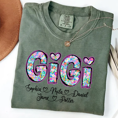 Gigi Coquette Floral Gigi And Grandkids Mothers Day Shirt