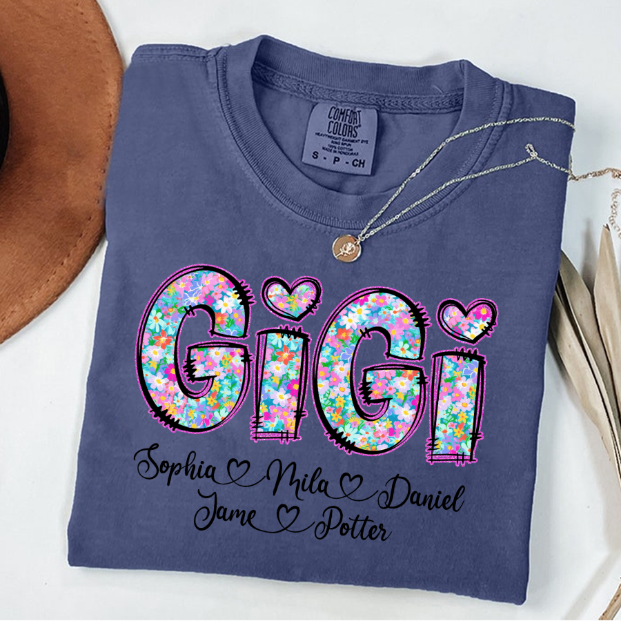 Gigi Coquette Floral Gigi And Grandkids Mothers Day Shirt