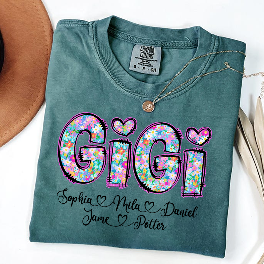 Gigi Coquette Floral Gigi And Grandkids Mothers Day Shirt