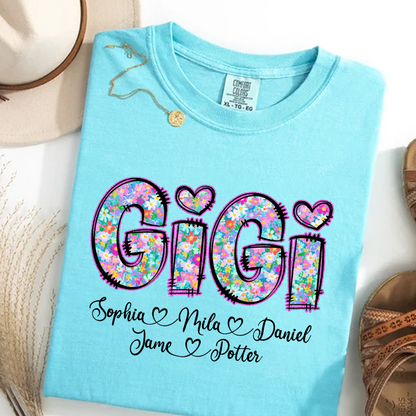 Gigi Coquette Floral Gigi And Grandkids Mothers Day Shirt