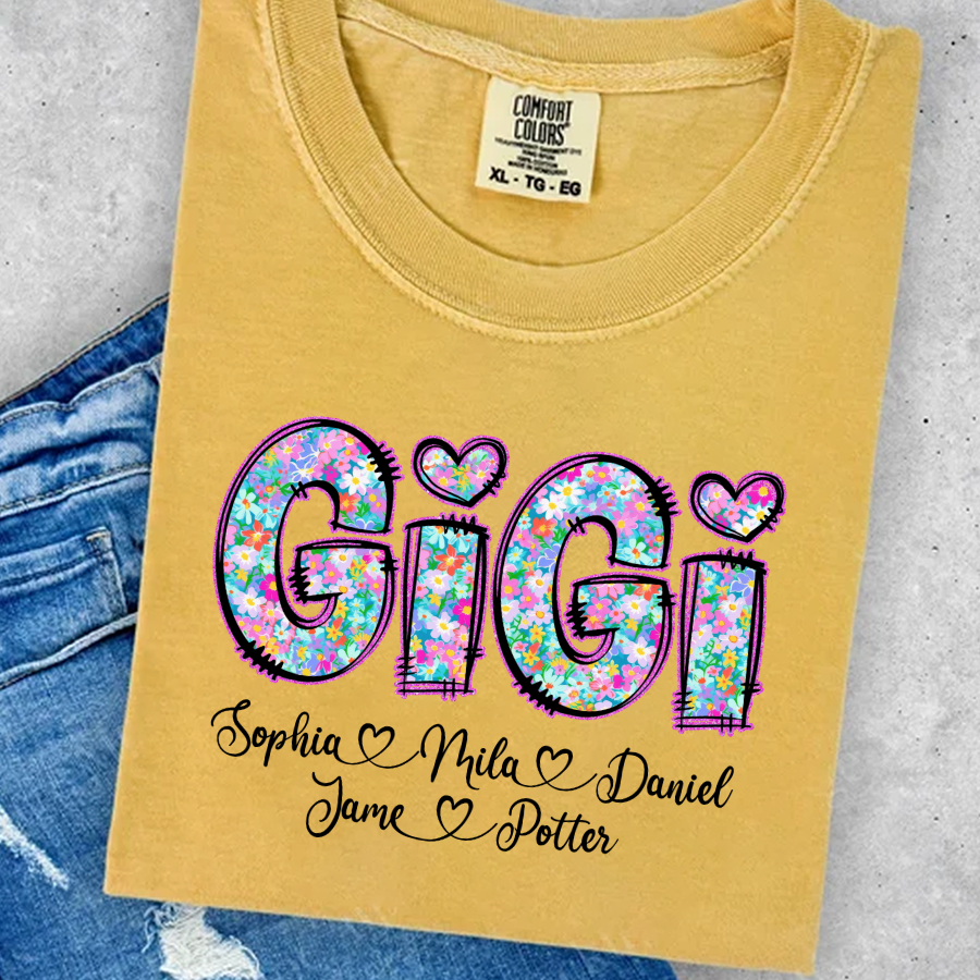 Gigi Coquette Floral Gigi And Grandkids Mothers Day Shirt