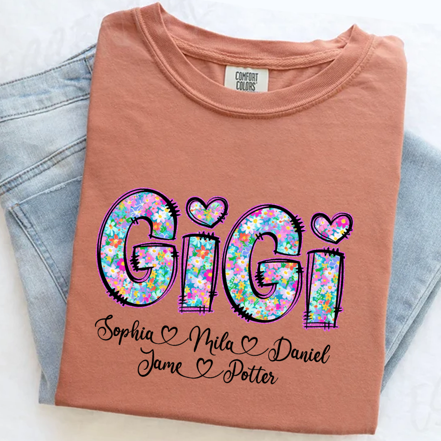 Gigi Coquette Floral Gigi And Grandkids Mothers Day Shirt