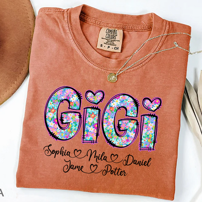 Gigi Coquette Floral Gigi And Grandkids Mothers Day Shirt