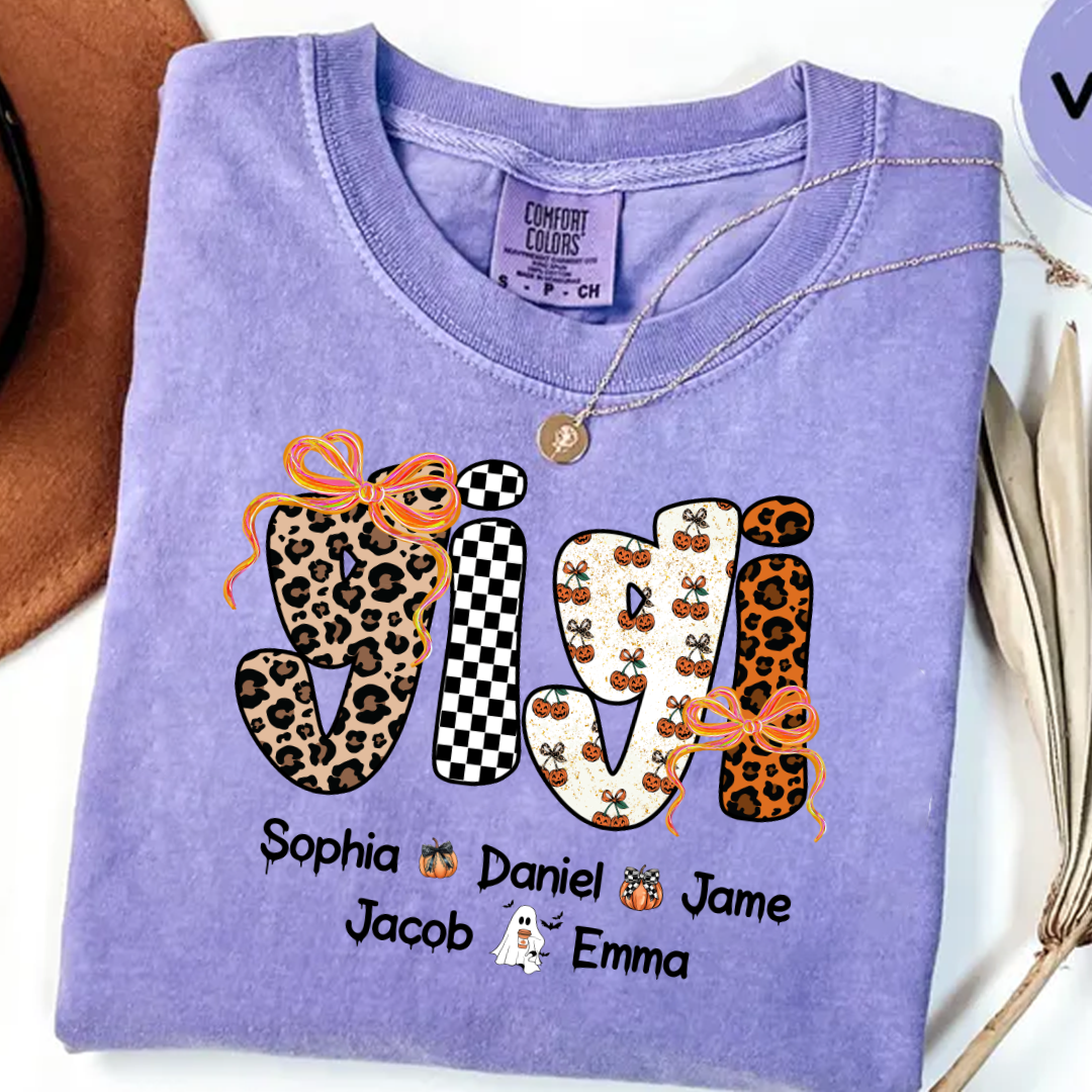Gigi Pumpkin Spooky Custom Gigi And Grandkids Shirt