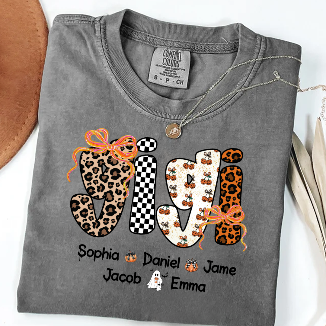 Gigi Pumpkin Spooky Custom Gigi And Grandkids Shirt