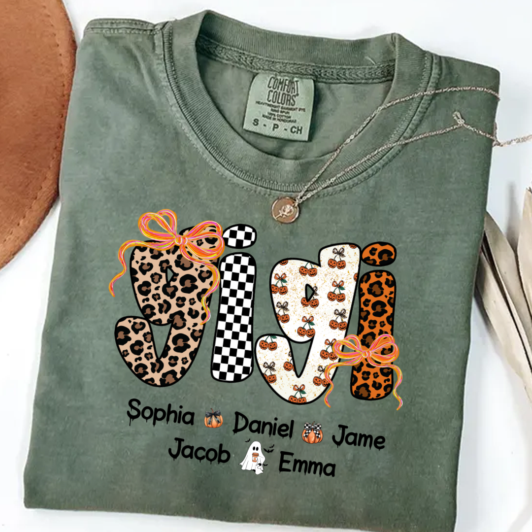 Gigi Pumpkin Spooky Custom Gigi And Grandkids Shirt