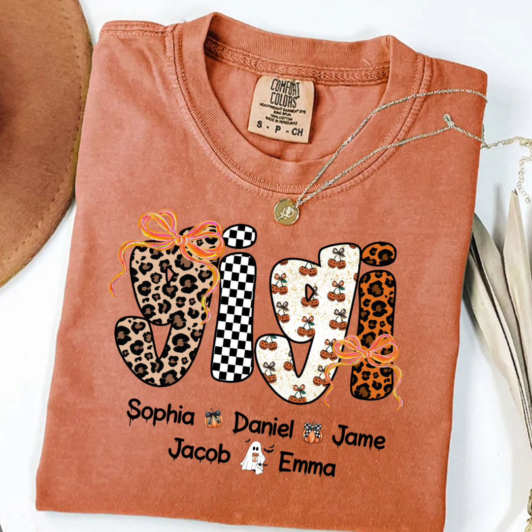 Gigi Pumpkin Spooky Custom Gigi And Grandkids Shirt