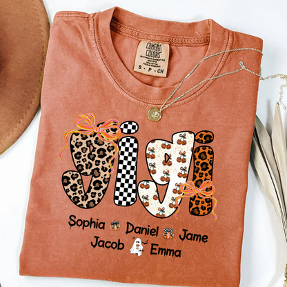 Gigi Pumpkin Spooky Custom Gigi And Grandkids Shirt