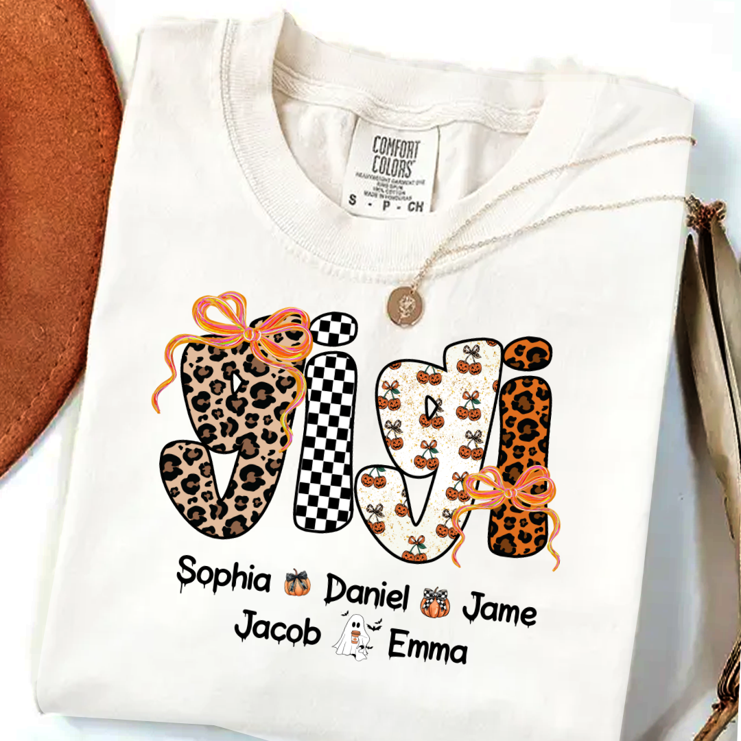 Gigi Pumpkin Spooky Custom Gigi And Grandkids Shirt