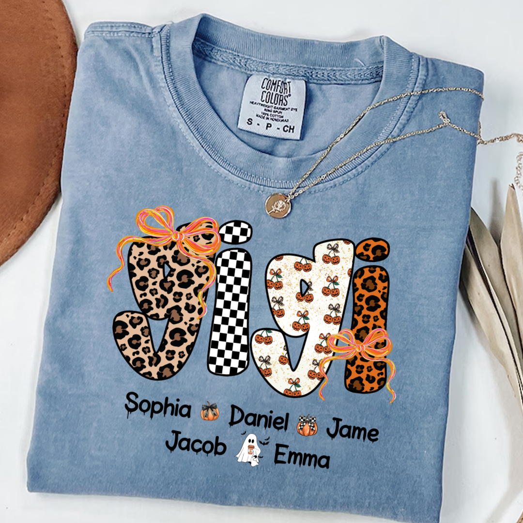 Gigi Pumpkin Spooky Custom Gigi And Grandkids Shirt
