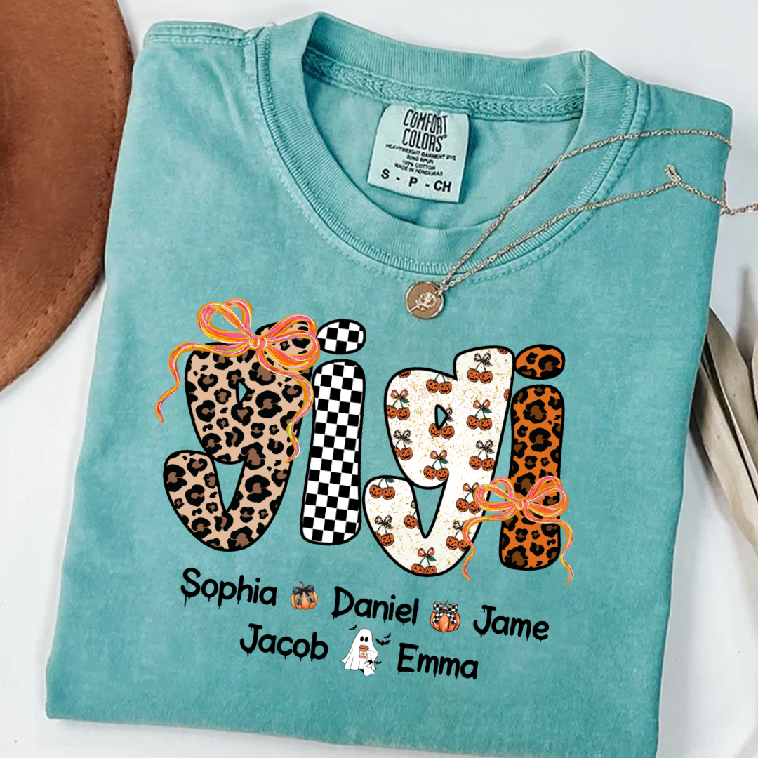 Gigi Pumpkin Spooky Custom Gigi And Grandkids Shirt
