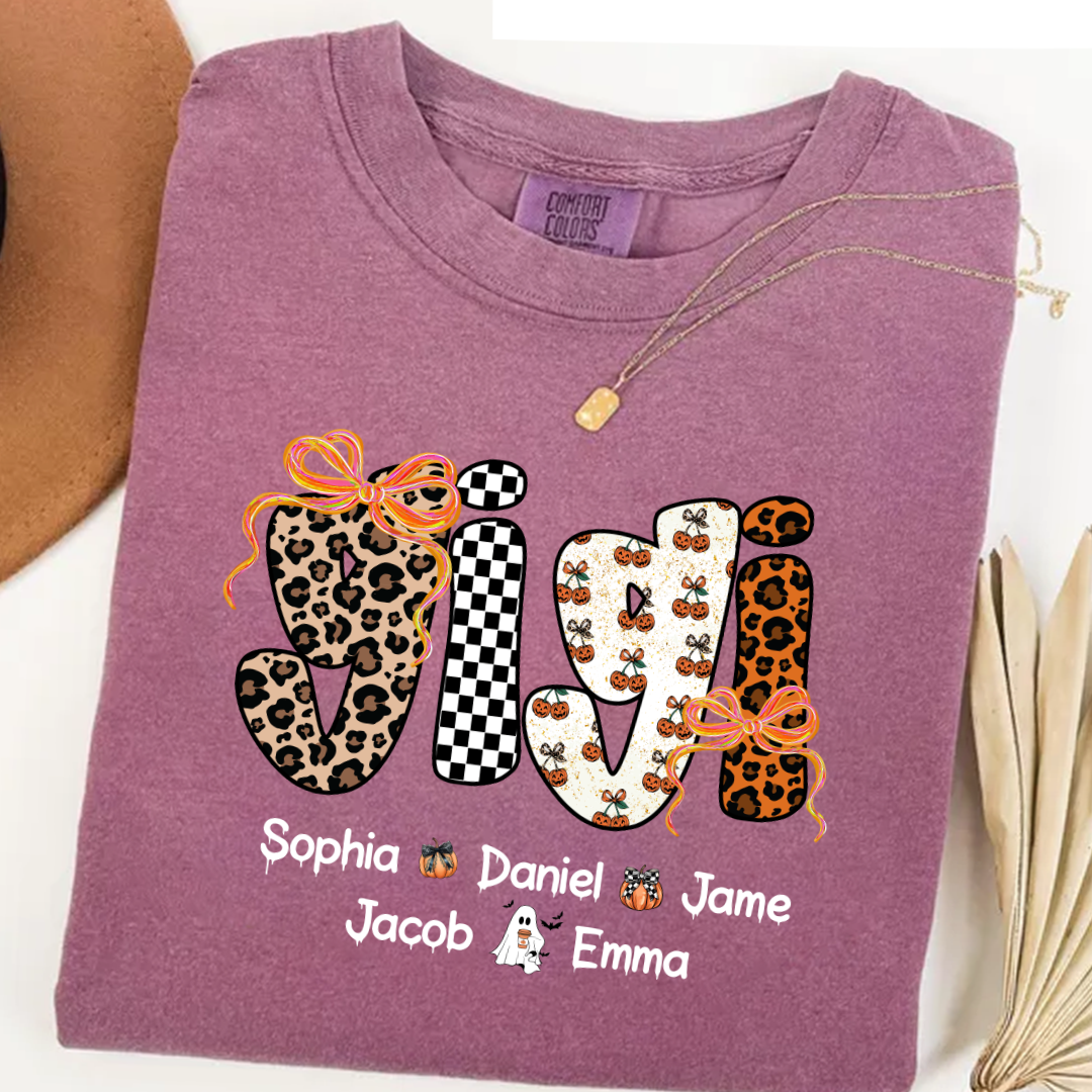 Gigi Pumpkin Spooky Custom Gigi And Grandkids Shirt