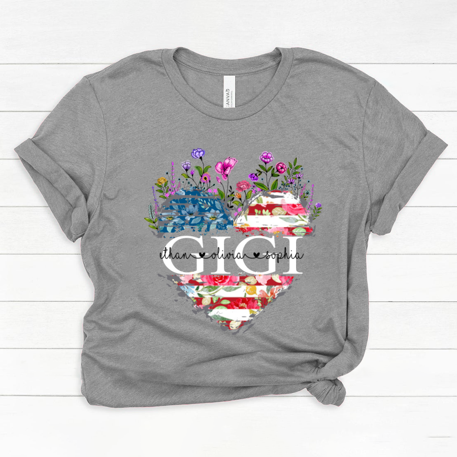 Gigi And Grandkids Heart American Flag Classic Canvas