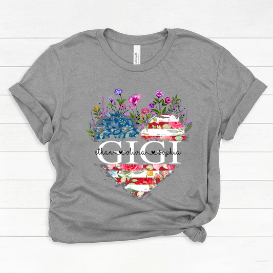 Gigi And Grandkids Heart American Flag Classic Canvas