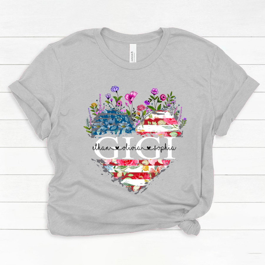 Gigi And Grandkids Heart American Flag Classic Canvas