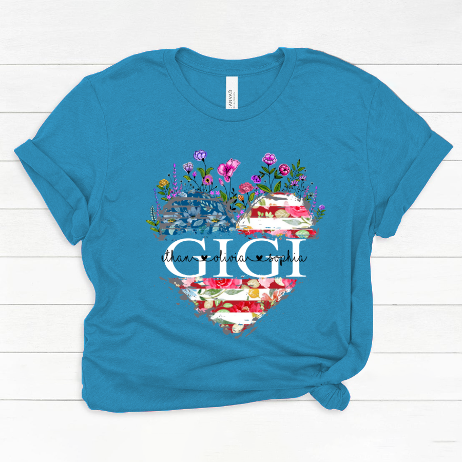 Gigi And Grandkids Heart American Flag Classic Canvas