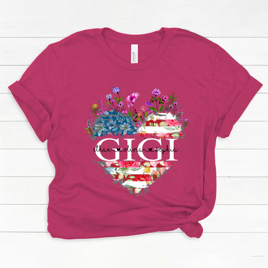 Gigi And Grandkids Heart American Flag Classic Canvas