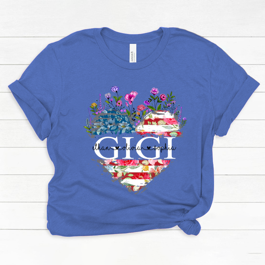 Gigi And Grandkids Heart American Flag Classic Canvas