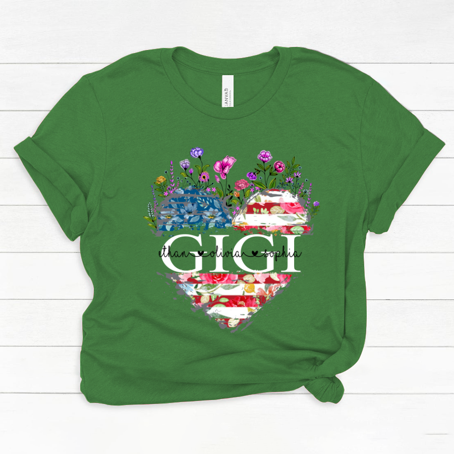 Gigi And Grandkids Heart American Flag Classic Canvas