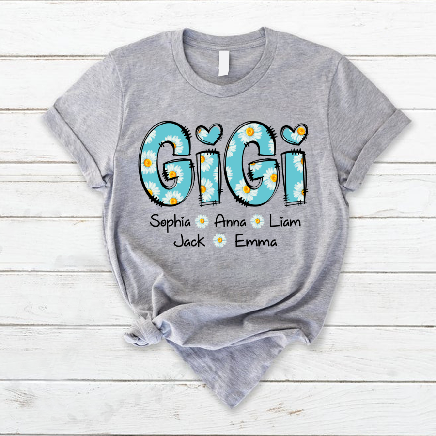 Gigi Blue Daisy And Grandkids Mother's Day T-Shirt