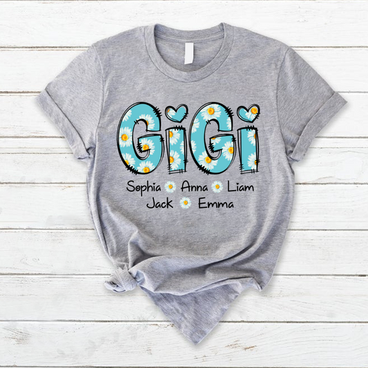 Gigi Blue Daisy And Grandkids Mother's Day T-Shirt