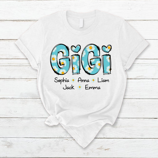 Gigi Blue Daisy And Grandkids Mother's Day T-Shirt