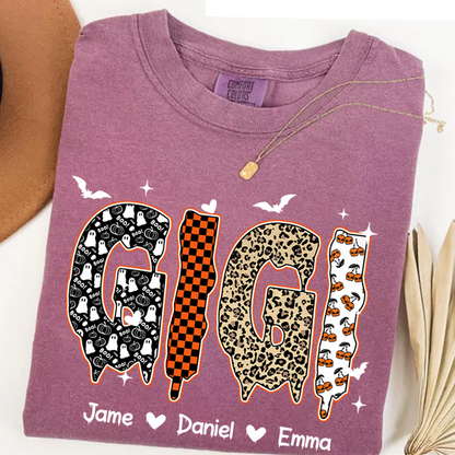 Personalized Halloween Pumpkin Gigi and Grandkids Shirt