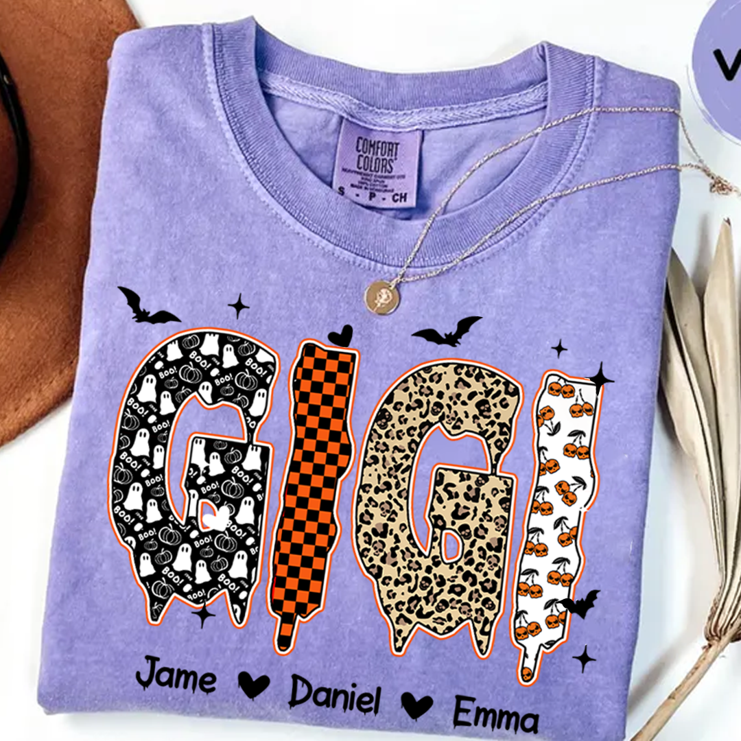 Personalized Halloween Pumpkin Gigi and Grandkids Shirt