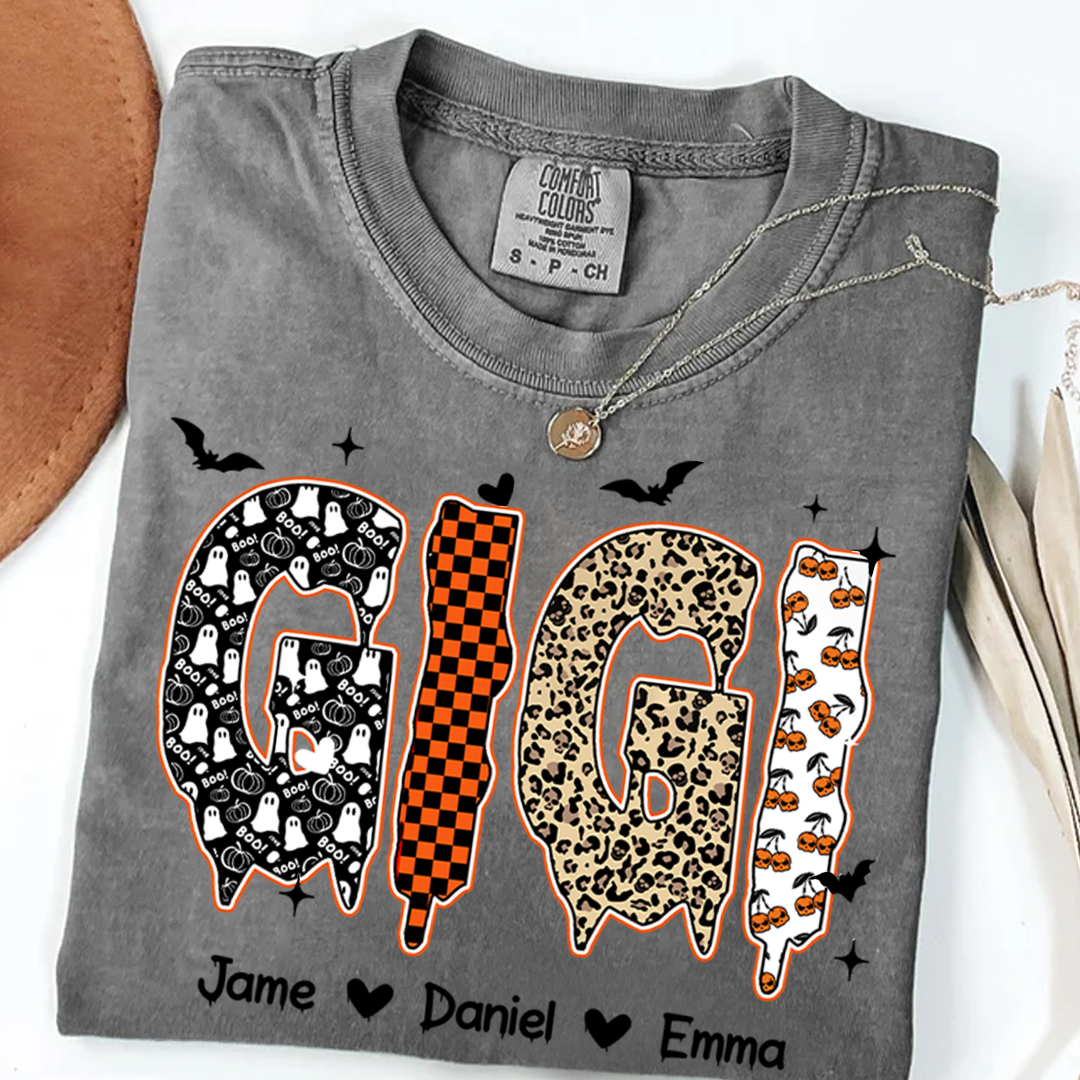Personalized Halloween Pumpkin Gigi and Grandkids Shirt