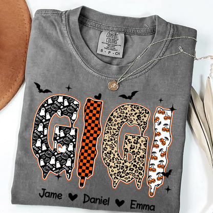 Personalized Halloween Pumpkin Gigi and Grandkids Shirt