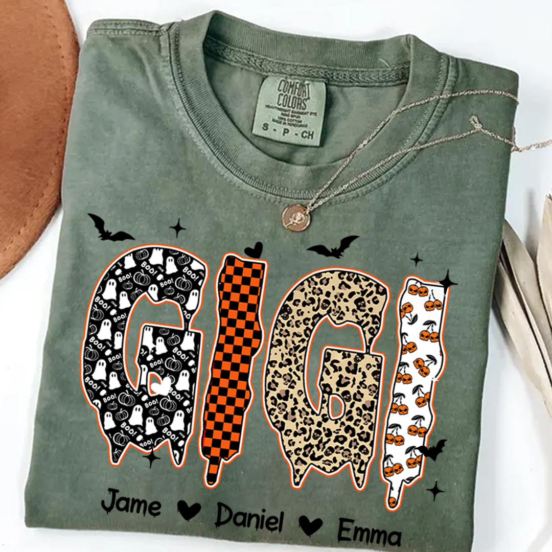 Personalized Halloween Pumpkin Gigi and Grandkids Shirt