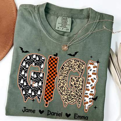 Personalized Halloween Pumpkin Gigi and Grandkids Shirt