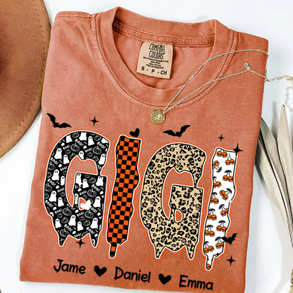 Personalized Halloween Pumpkin Gigi and Grandkids Shirt