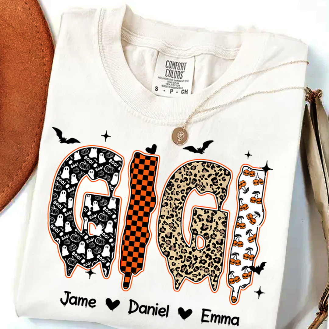 Personalized Halloween Pumpkin Gigi and Grandkids Shirt