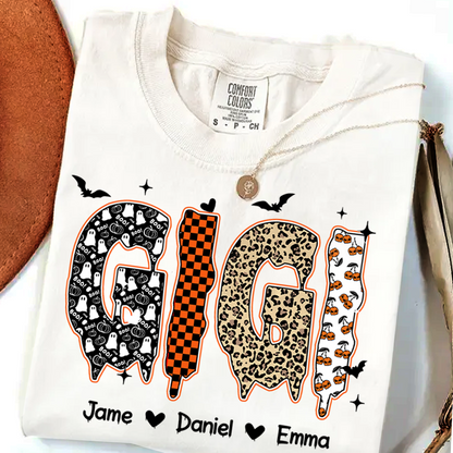 Personalized Halloween Pumpkin Gigi and Grandkids Shirt
