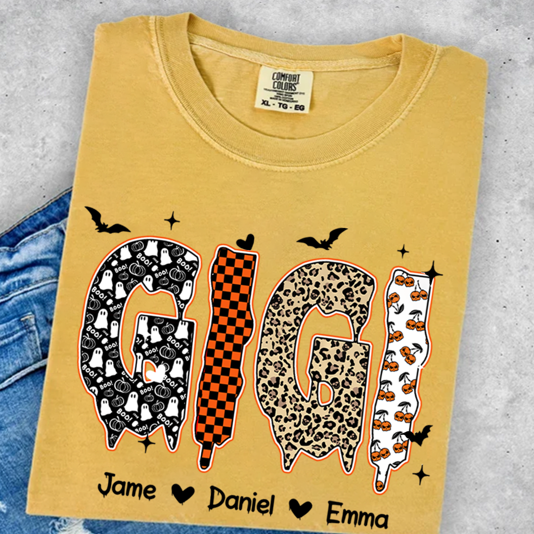 Personalized Halloween Pumpkin Gigi and Grandkids Shirt