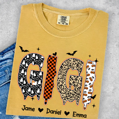 Personalized Halloween Pumpkin Gigi and Grandkids Shirt