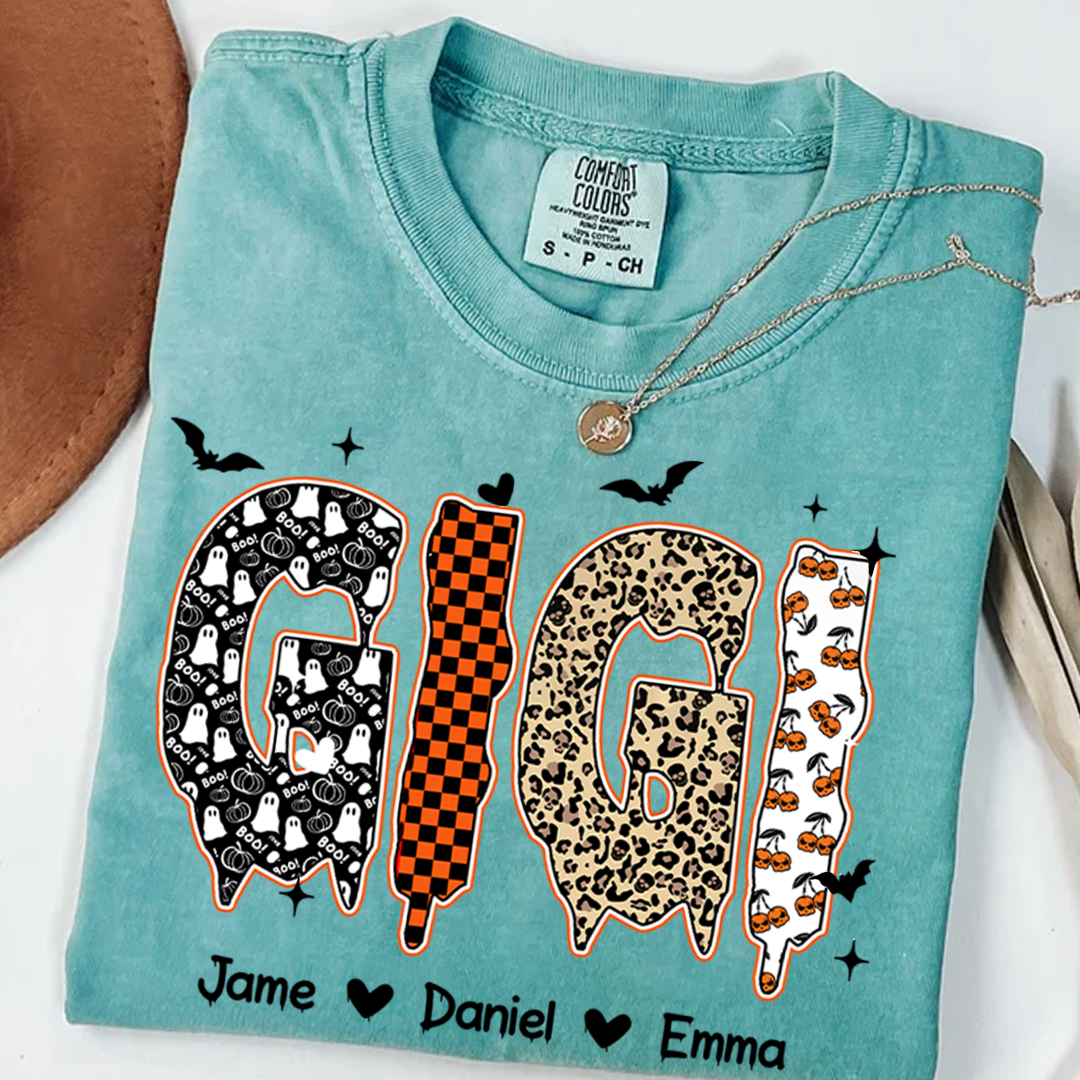 Personalized Halloween Pumpkin Gigi and Grandkids Shirt