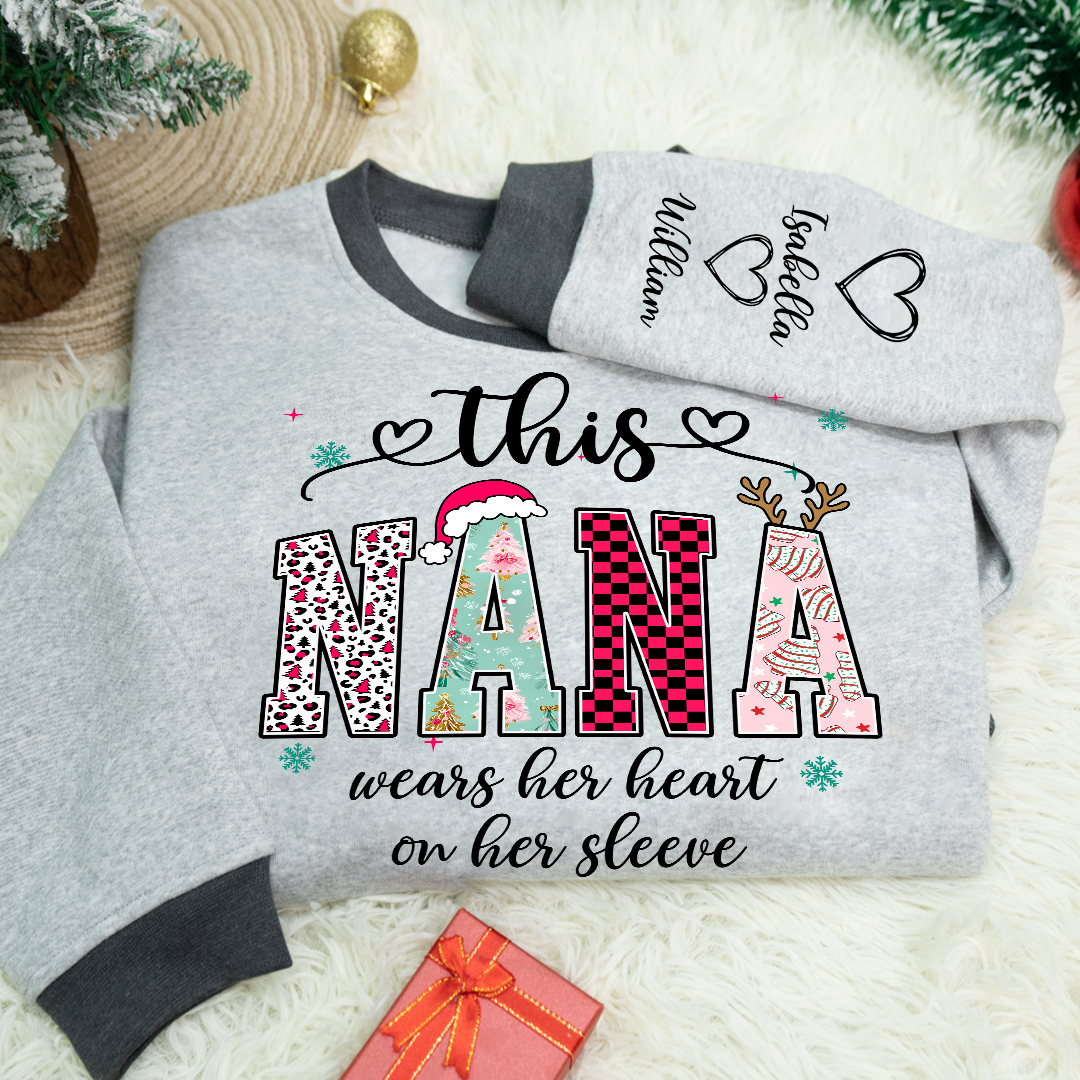 Girly Christmas Custom Grandma Mama Mimi And Grandkids Shirt