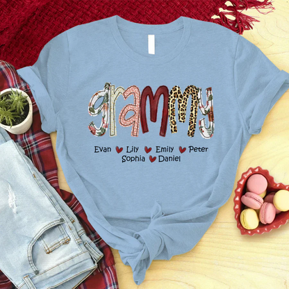 Grandmother/Mama/Mom/Momma/Name Applique CTH01 T-Shirt