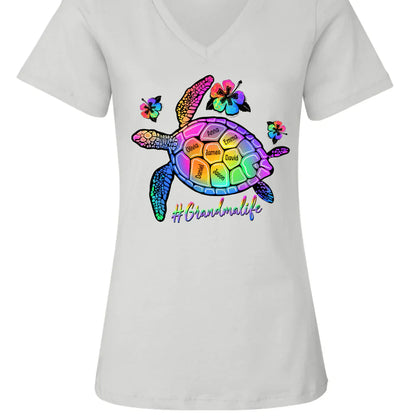 GrandmaLife Turtle With Grandmakids Summer V-Neck