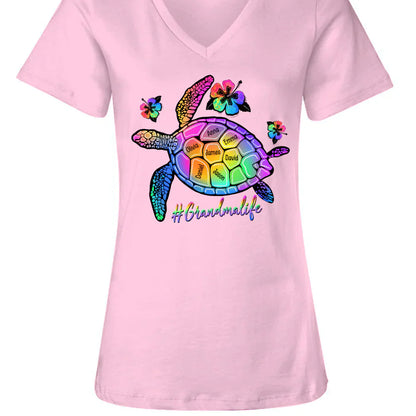 GrandmaLife Turtle With Grandmakids Summer V-Neck