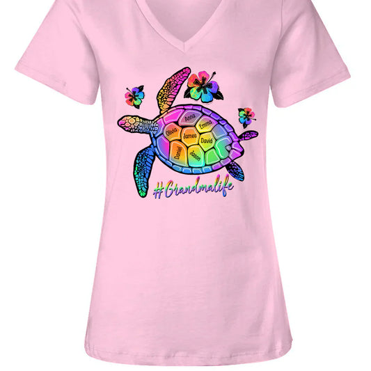 GrandmaLife Turtle With Grandmakids Summer V-Neck