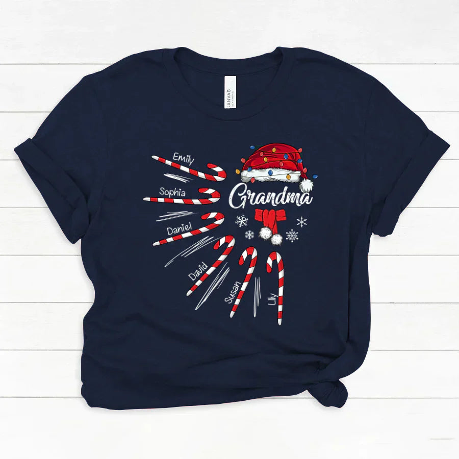 Grandma Christmas Candy Kid Names Classic Canvas