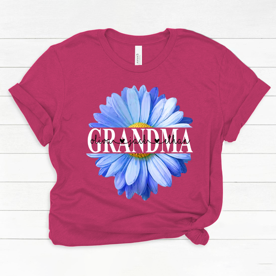 Grandma Flower Daisy Color Blue And Grandkids Mother's Day Classic Canvas