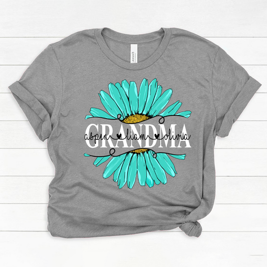Grandma Flower Daisy Turquoise  And Grandkids Mother's Day Classic Canvas