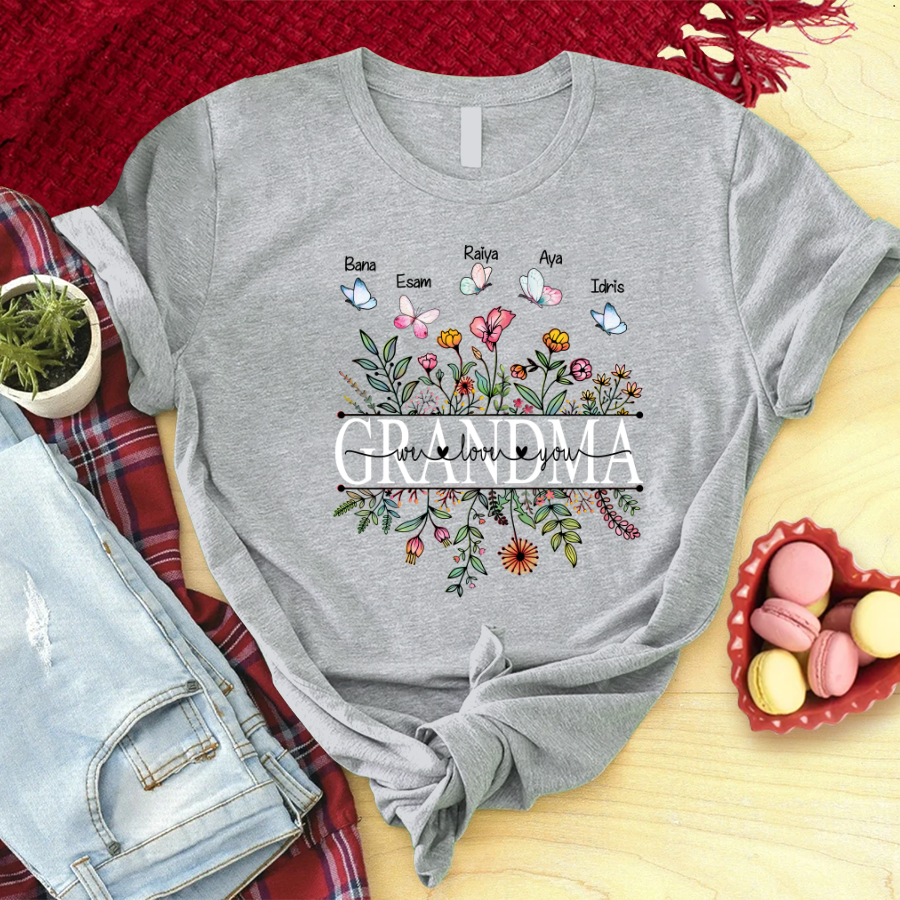 Grandma Flower We Love You T-Shirt