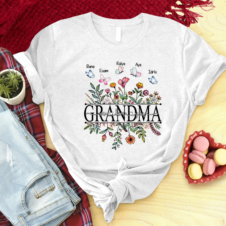 Grandma Flower We Love You T-Shirt