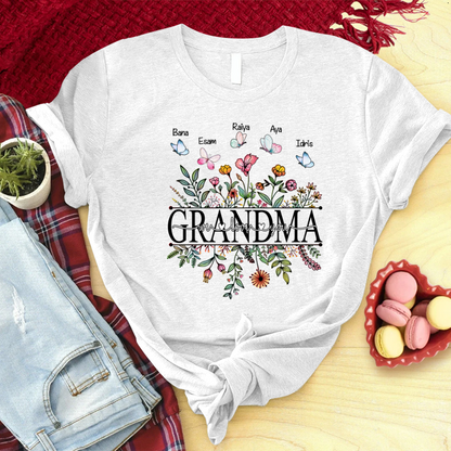 Grandma Flower We Love You T-Shirt